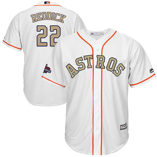 Astros #22 Josh Reddick White 2018 Gold Program Cool Base Stitched MLB Jersey
